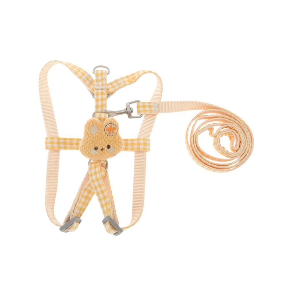 Durable Plaid Rabbit Pet Leash Kit Medium Yellow